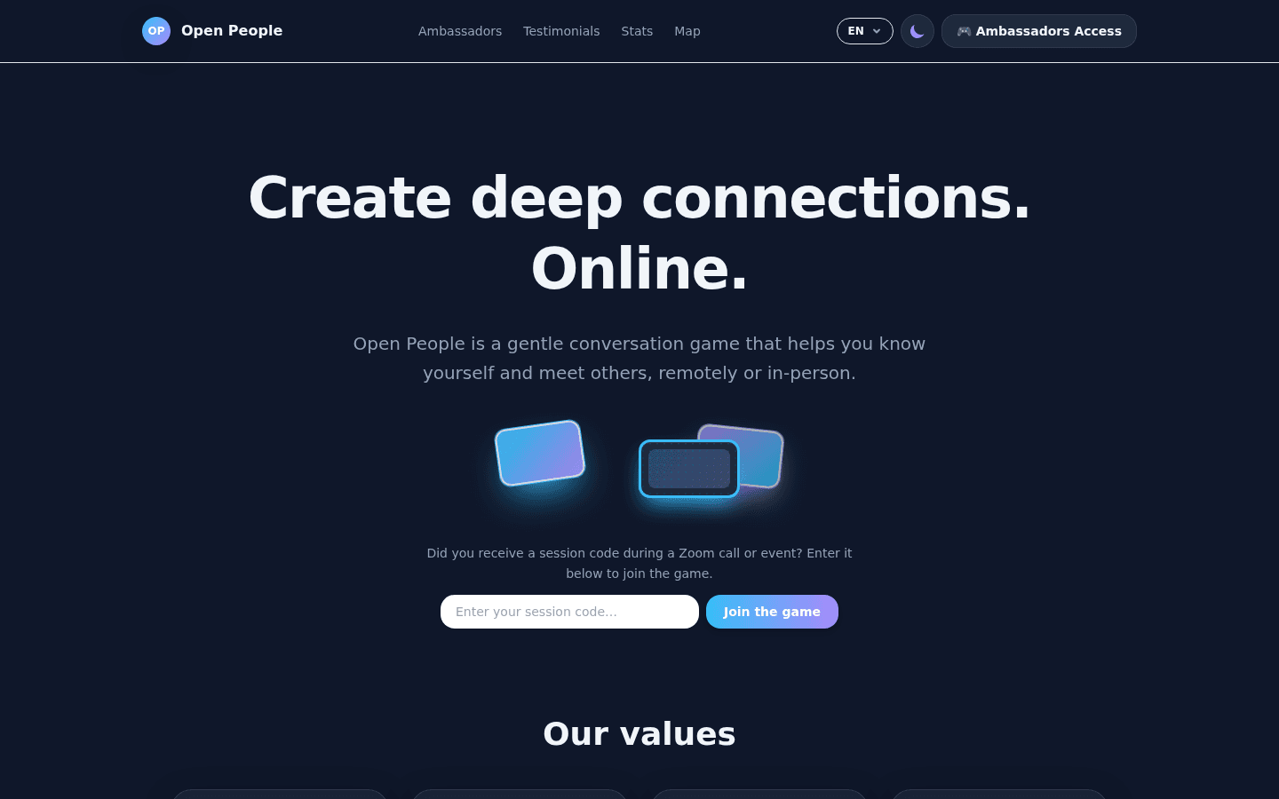 Screenshot of an online card game interface with a virtual table and cards. - Game Landing